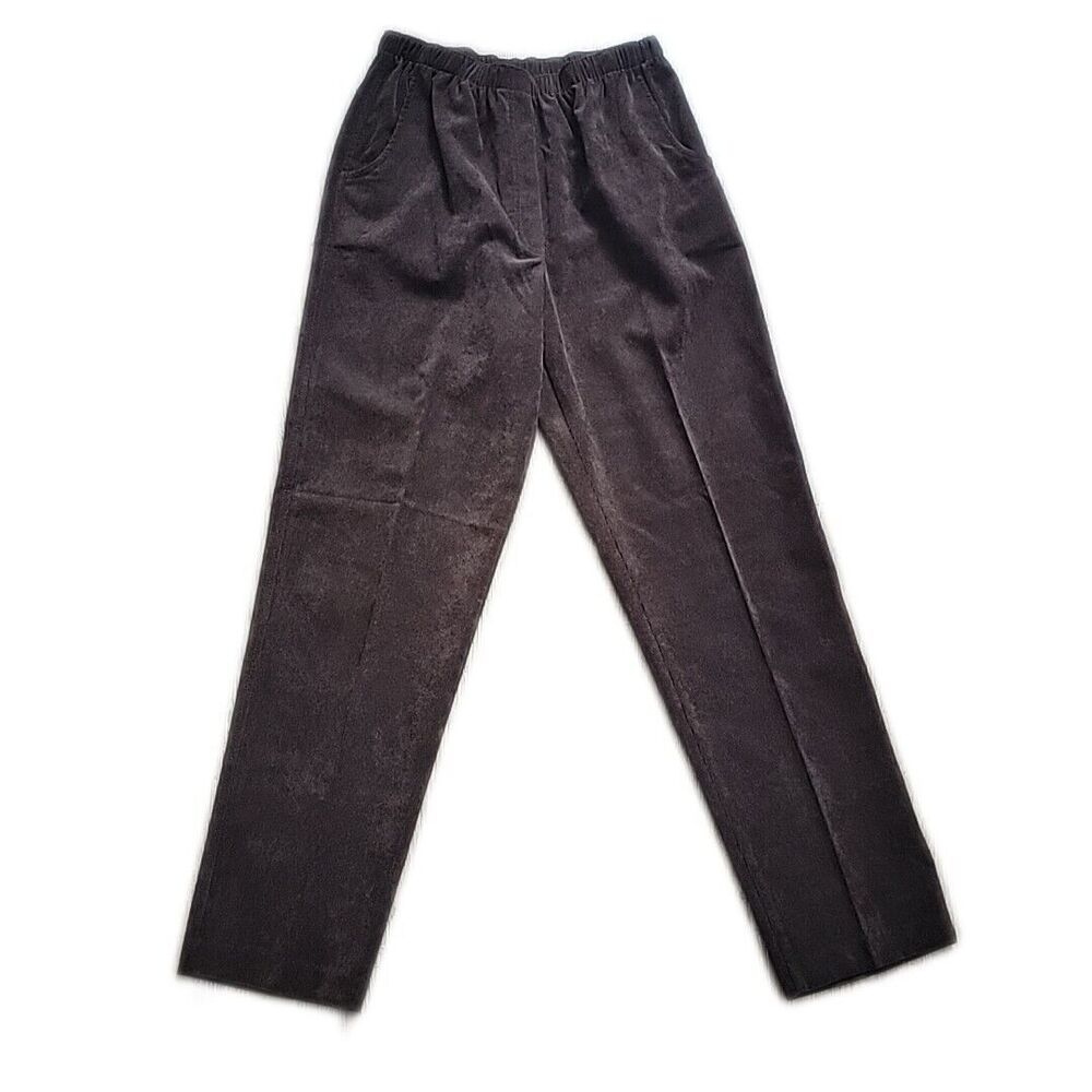 Alia Pull On Elastic Waist Corduroy Brown Pants ~ High Rise ~ Sz 8 ~ 30" Inseam